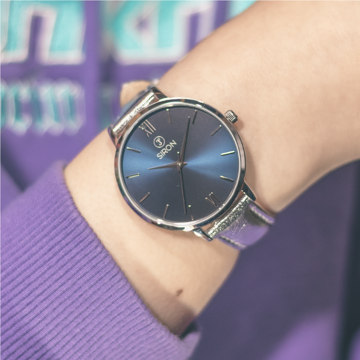 LUNA Night Blue – Silver – Silver Leather